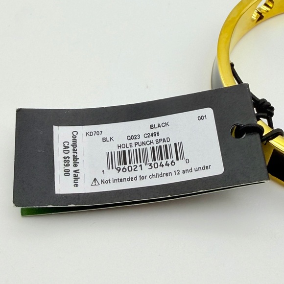 NWT Kate Spade Hole Punch Spad Gold Black Bracelet - Picture 12 of 12